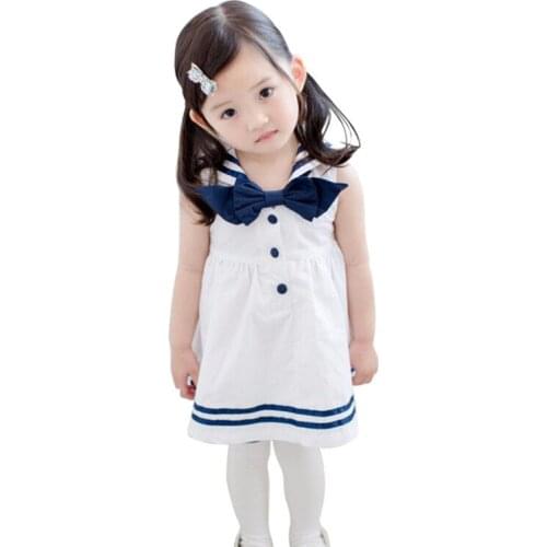 Fashion Navy Style Infant Girl Dress Baby Girls Clothes Cotton Baby Girl Christening Gowns Baby Dress White 0-8 Yrs