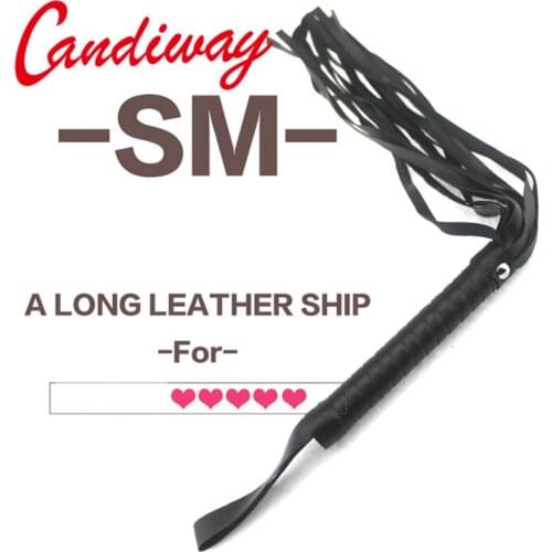 Sex Toys For couple Adult Game Sexy Whip PU Leather Flirt Toys black Lash Handle erotic sex products clamps Scattered Whip knout