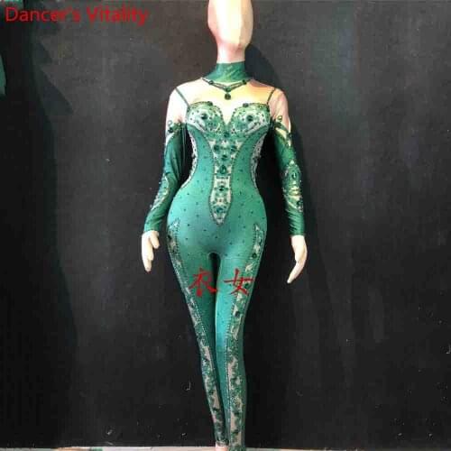 Yoga DJ DS Pole Dance Printing False Perspective Elastic Close-fitting Long Stage Wear Body Suit Women Performance Costume