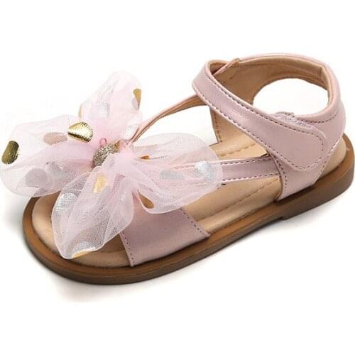 Girls Summer New Style Soft-soled Beach Shoes, Leisure Western Style Mesh Bow Princess Shoes Sweet Fashion for Party