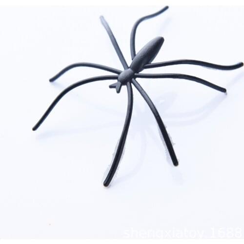 50pcs Black Plastic Mini Simulation Spider Funny Black Fake Spiders Halloween Party For Halloween Decor Haunted House