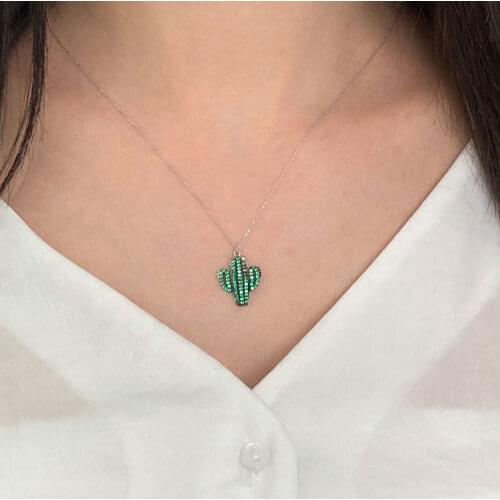 Fashion Chain Choker 925 Silver Necklace For Women Trendy Neon Super Luxury Cactus Collares Turkish Fine Jewelry