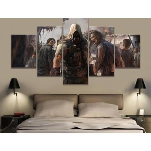 Home Decor Modular Canvas Picture 5 Piece Shooter and Zombies Movie Painting Poster Canvas Painting Wholesale