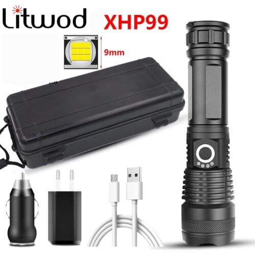Xhp99 9 Core Powerful Led Flashlight Usb Recharge 18650 & 26650 Battery Zoom Torch Aluminum Waterproof Light XHP50.2 Lantern
