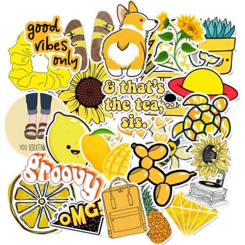 50 PCS Cartoon Yellow Stickers For Chidren Toy Waterproof Sticker to DIY Suitcase Laptop Bicycle Helmet Car Decals
