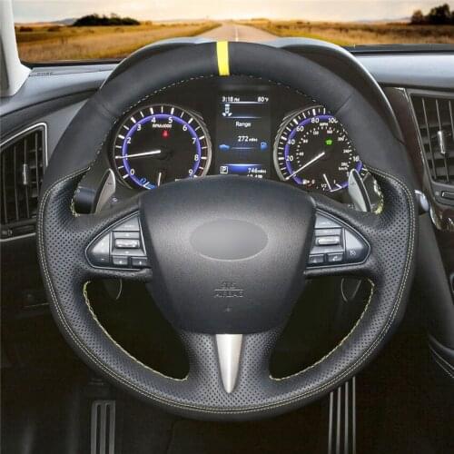 DIY Anti-Slip Wear-Resistant Steering Wheel Cover For Infiniti Q50 2014-2017 QX50 2015-2017 Car Interior Decoration