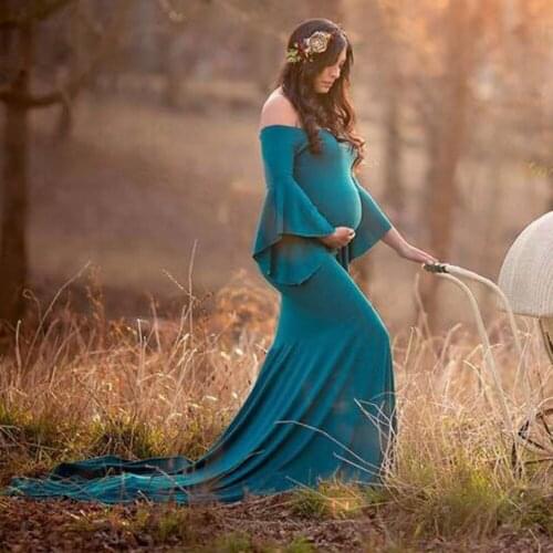New Maternity Pregnant women Outdoor indoor Photography Props Dress Pregnancy Mermaid noble royal Romantic dress