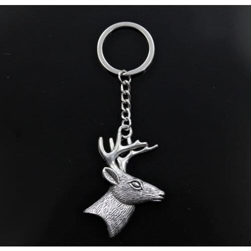 New Keychain 60x43mm Christmas Sika Deer Pendants DIY Men Car Key Chain Ring Holder Keyring Souvenir Jewelry Gift