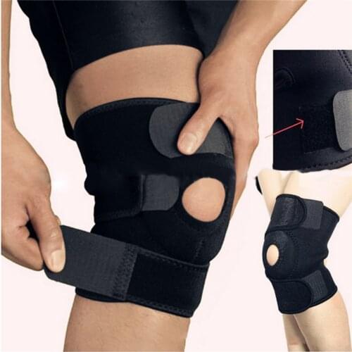 New Adjustable Strap Elastic Patella Protector Sports Support Brace Knee Sleeve Support Brace Black Neoprene Knee