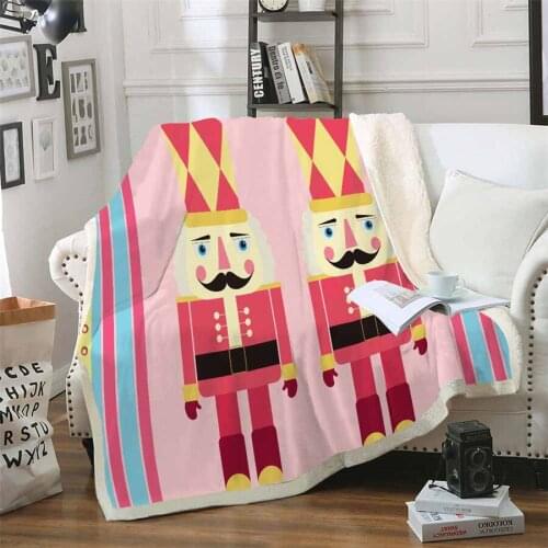 Nutcracker Soldier 3D Digital Printed Sherpa Blanket Couch Quilt Cover Travel Bedding Outlet Velvet Plush Throw Fleece Blanket