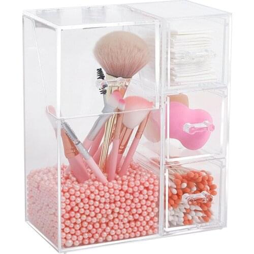 Plastic Makeup Organizer Box Cosmetics Brush Storage Container Lipstick Holder Jewelry Drawer Organizer Makeup Sundries Case