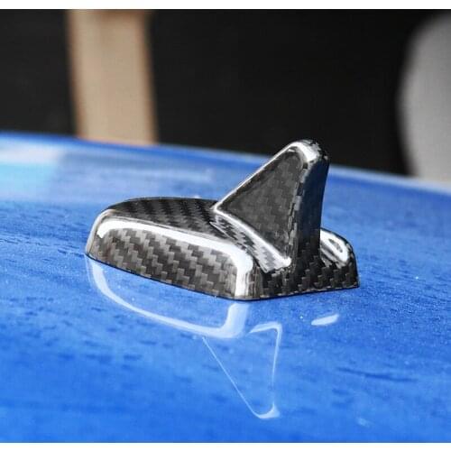QHCP Shark Fin Antenna Decorative Stickers Real Carbon Fiber Car Roof Decoration For Ford Mustang 2015 2016 2017 2018 2019 2020