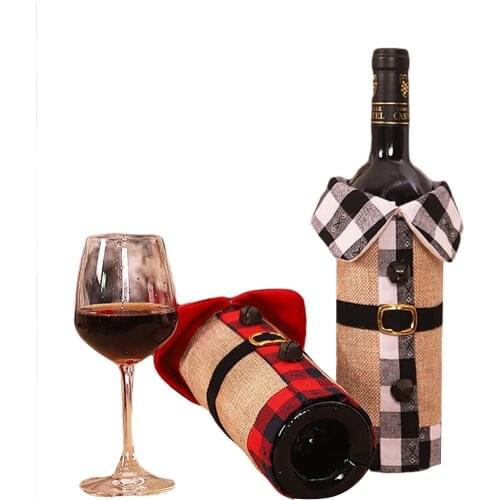 Christmas Table Decorations Christmas Plaid Wine Wine Bottle Cover Cute Decorative Wine Champagne Bottle Cover Creative