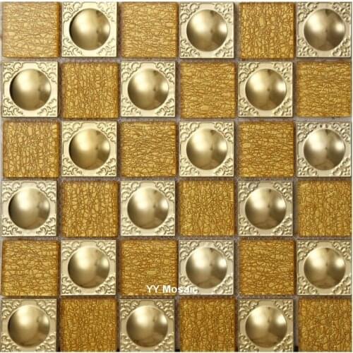 Modern 3D Gold Metal Crystal White Glass mosaic tile,Kitchen Backsplash Shower Bathroom Wall sticer Wall decoration DIY Frame