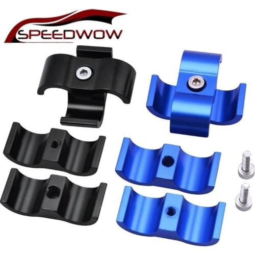 SPEEDWOW 2Pcs AN4 Blue/Black 19MM Billet Oil Fuel Water Hose Turbo Separator Divider Clamp For Oil Fuel Water Hose Car Parts