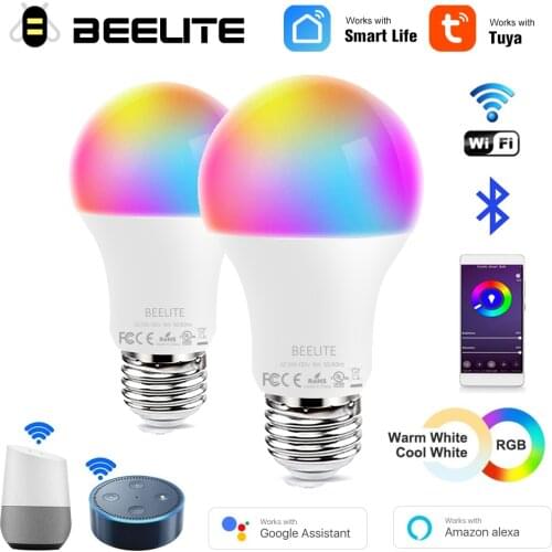 Beelite Wifi Smart Bulb RGB LED Light Dimmable Magic Color Lamp Voice Control Alexa Google Assisitant 9W E27 B22 110V 220V
