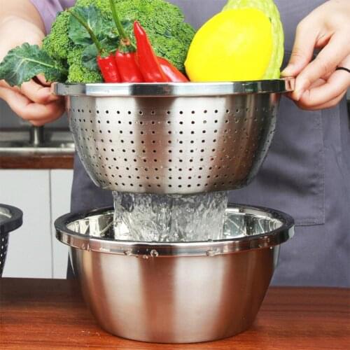 Thicken Colander Strainer Basin Cooker Utensil Mixing Bowl Kitchen Tool Rice Sieve Fruit Washing