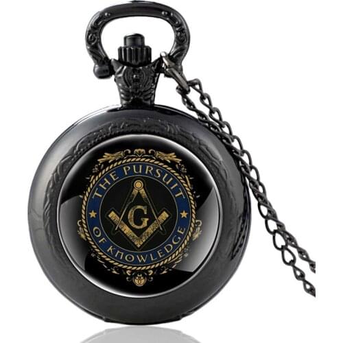 The Pursuit Of Knowledge Freemason Vintage Pocket Watch Men Women Glass Dome Pendant Necklace Hours Clock Gifts