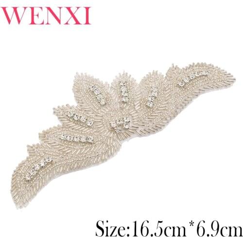 WENXI 30pcs Wholesale Clear Rose Gold Crystal Rhinestones Appliques Accessory For Bridal Gown Dress Sash DIY Bridal Sash WX921