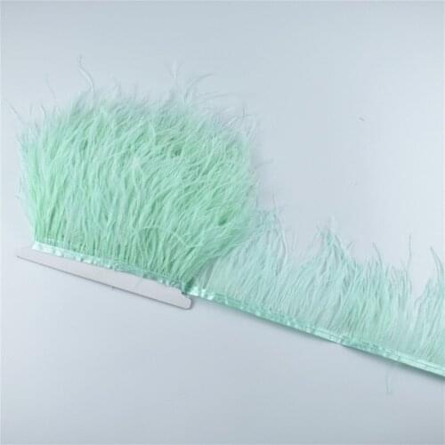 1M 5M 10 Meter 10-15CM Peppermint Green Ostrich Feathers Fringe Trims Skirt Dress Ribbon White Ostrich Feathers For Crafts Plume