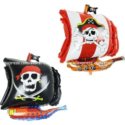 1PC cartoon Halloween Skull Print pirate ship pattern aluminum balloons birthday party balloons childrens toy party decoration