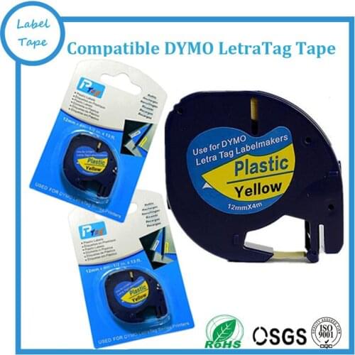 3PCS 91202 Dymo Letratag Printer Tape Compatible For Dymo Printer Black on yellow Printer Ribbon