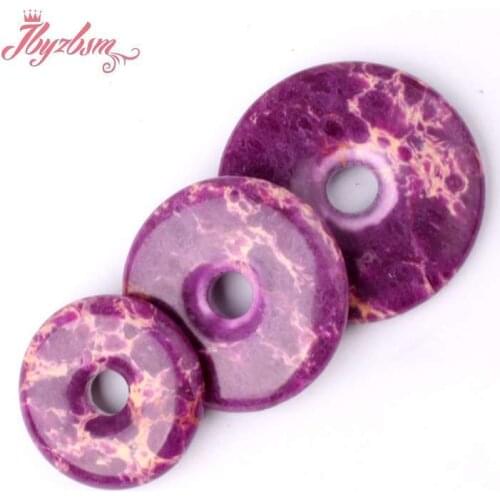30/40/50mm Natural Donut Round Sea Sedimen Stone Beads For DIY Pandant Necklace Jewelry Making Accessories 1 Pcs Free Shipping