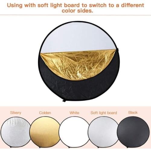 5 in 1 Collapsible Light Round Photography Reflector for Studio Multi Photo Portable 60cm/80cm reflector photographic equipment
