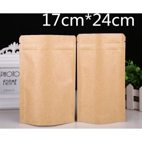 6.7''x9.4'' (17x24cm) Zip Lock Stand Up Kraft Paper Aluminum Foil Storage Bags for Food Coffee Nuts Ziplock Doypack Pouch