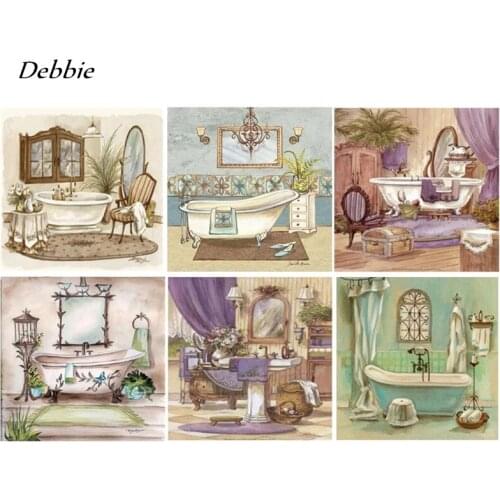 Full Square/Round Drill 5D DIY Diamond Painting Bathroom Scenic Bathtub Embroidery Cross Stitch Home Decoration Gift