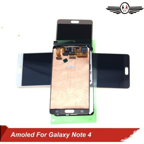 AMOLED Screen For SAMSUNG Galaxy Note 4 LCD Display Note4 N910 Touch Screen Digitizer N910A N910F N9100 Black White Gold