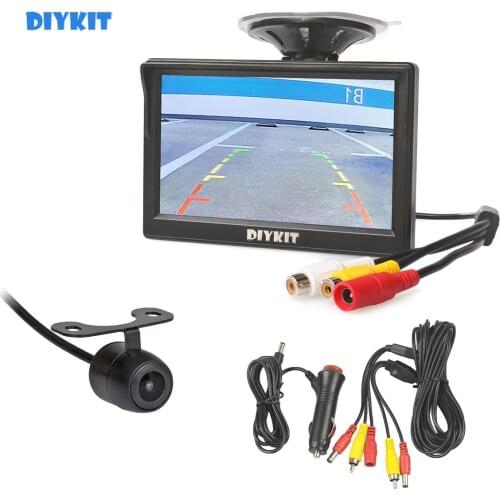 DIYKIT 5 inch TFT LCD Car Monitor Suction Cup and Bracket + Rear View Camera Car Camera Parking System