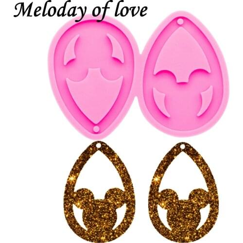 Shiny Glossy Tear Drop Hoop Silicone Mold Diy Mouse Cartoon Shape Earring Pendant for Girl Epoxy Resin Moulds Jewelry DY0307