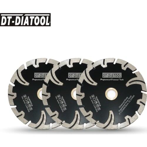 DT-DIATOOL 3pcs Dia 5inch/125mm Diamond Saw Blades for Cutting Granite Stone Concrete Segmented Deep Teeth Cutting Disc
