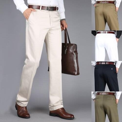 Trousers for men classic autumn High waist Casual Business dress Suit pants men Brand high quality cotton male social pants