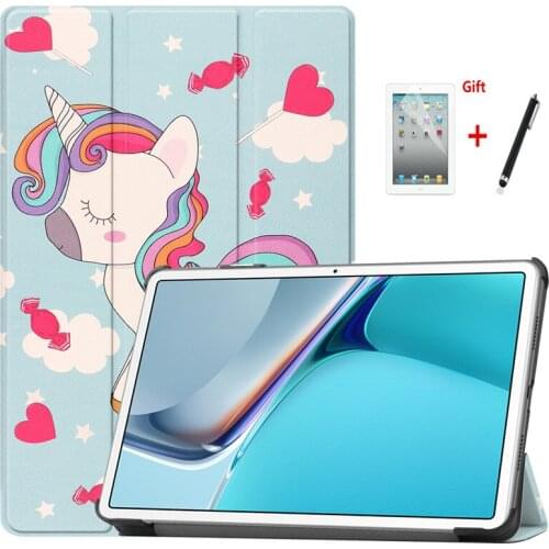 Case For Huawei Matepad 11 2021 Slim Tri-Fold Smart Painted PU Leather Stand Tablet Cover For Huawei MatePad 11 funda+film+pen