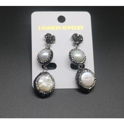 DIY 2017 Fashion Gems Stone Drop Earrings, Black Crystal White Pearl USA Women Eardrop Cingesto factory supplier