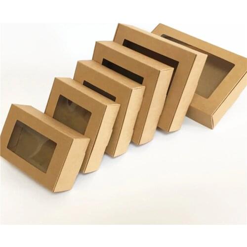 40pcs Blank Kraft Paper Gift Box with Window Handmade Soap Box Jewelry Cookies Gift Candy Box Wedding Gift Box Party Decoration