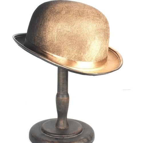 Women Men Gold Steampunk Bowler Hat Topper Top Hats Fedora Cosplay Magician Billycock Groom Hat Size 58CM