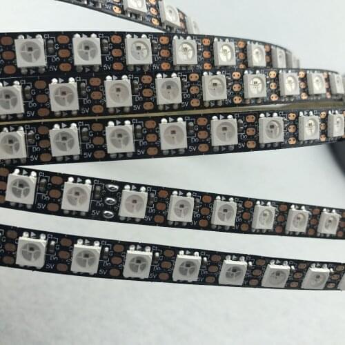 Addressable 2m 100LEDs/m DC5V WS2812B led pixel strip,non-waterproof,with 100pixels/M;BLACK PCB;8mm wide PCB