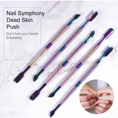 1 Pcs Double-Ended Cuticle Pusher Dead Skin Remover Manicure Cleaner Care Nails Art Tool Stainless Steel Nail Pusher