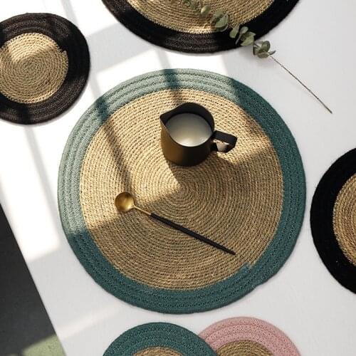 Japanese style jute straw woven placemat pan mat household non-slip hot coaster insulation pad
