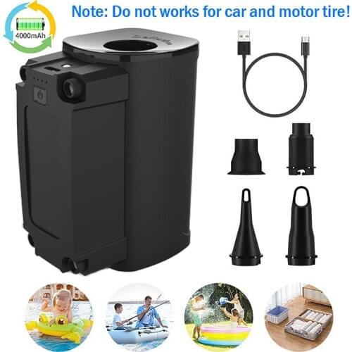 Electric Air Pump Bicycle Portable Quick Tire Pump for Boat Air Mattress Yoga Bed Inflatable Ball 4000mAh Inflator Outdoor Tools