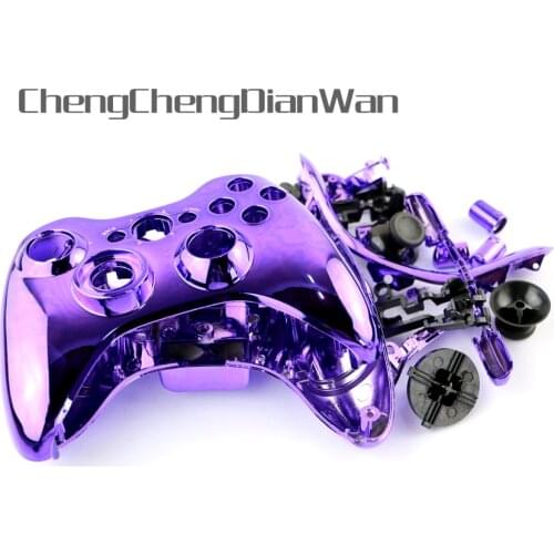 Chrome Wireless Game Controller Hard Case Gamepad Housing Shell Cover with Full set of accessories For Xbox360 XBox 360
