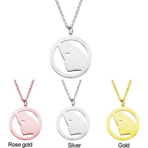 Sleek minimalist US 50 state stainless steel map necklace Georgia pendant 2019 hot new womens jewelry