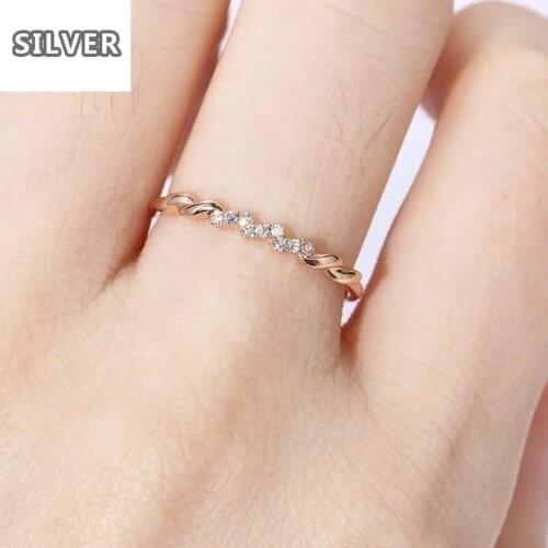 Europe America Selling Slim And Delicate Simple Rose Gold Ring Inlaid White Diamond Female Ring Gemstone Diamond Rings
