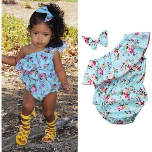 PUDCOCO Lovely Girls Baby Infant Kids Floral Romper Jumpsuit Cute Clothes Outfits Set