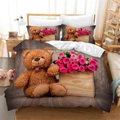 Cute Teddy Bear Series Design Cartoon Duvet Quilt Cover Pillowcase Bedding Set Adult Children Bedroom Decoration Home Textile