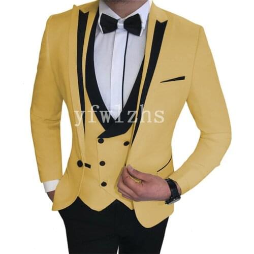Handsome One Button Groomsmen Peak Lapel Groom Tuxedos Wedding Dress Men Suits Blazer Prom Dinner (Jacket+Pants+Tie+Vest) B128