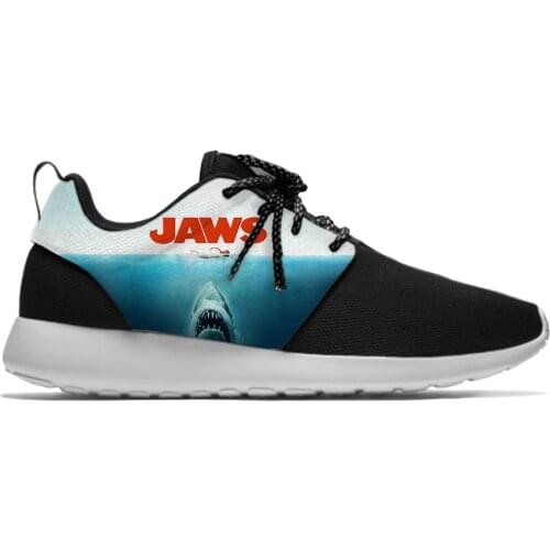 Jaws Movie Shark Cartoon Fashion Funny Vogue Cool Sport Running Shoes Lightweight Breathable 3D Printed Men women Mesh Sneakers